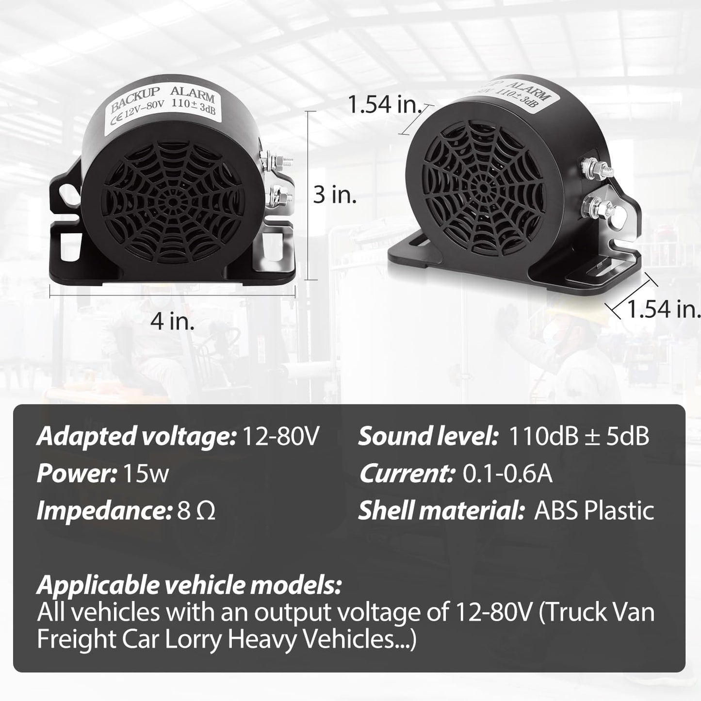 Alarma 110 dB impermeable para camión 2uds
