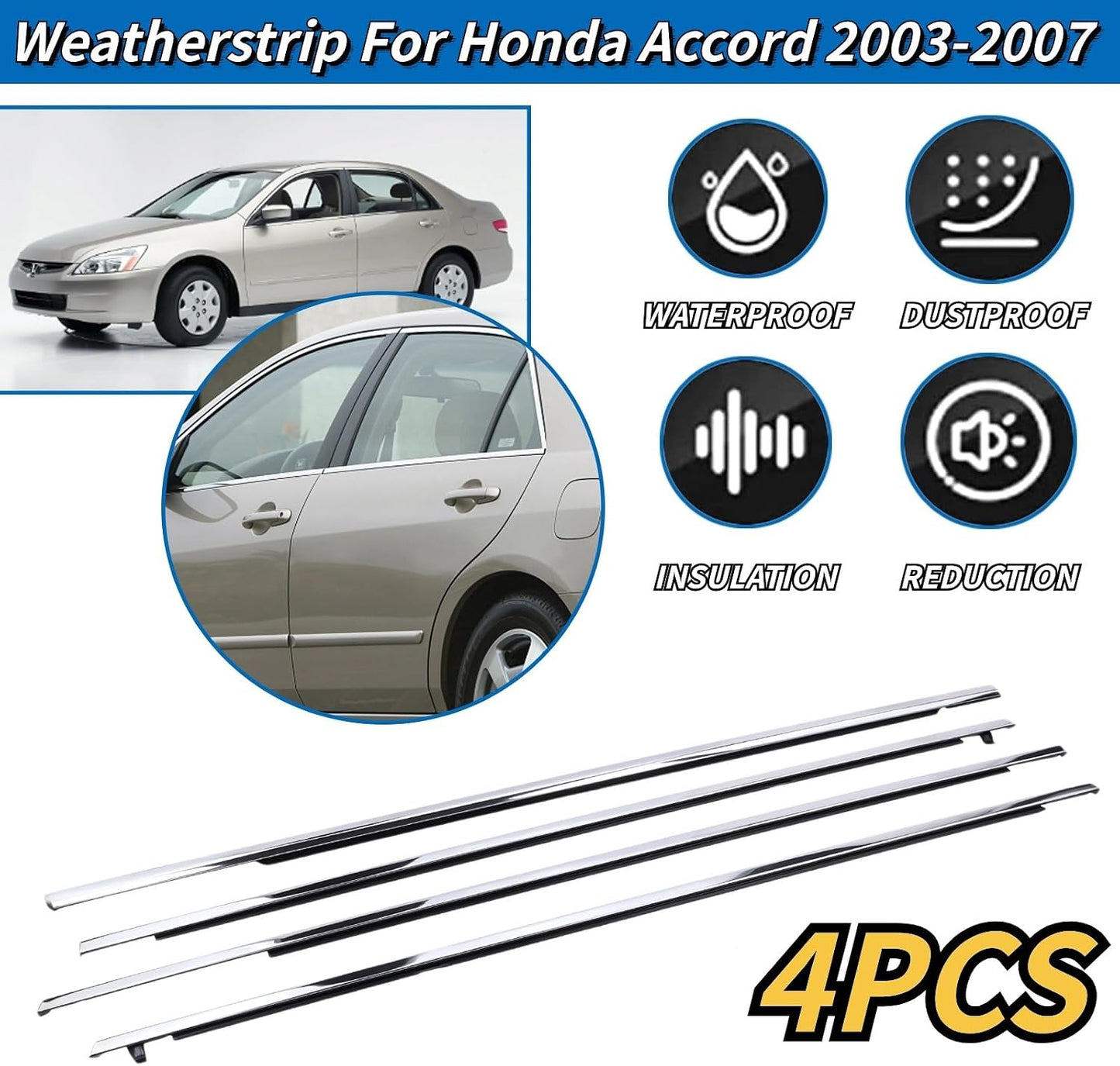 4 Pzas Burletes Ventana Comp Honda Accord 03-07