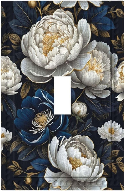 Cubierta interruptor flor azul de oro blanco 1 gang decorativa