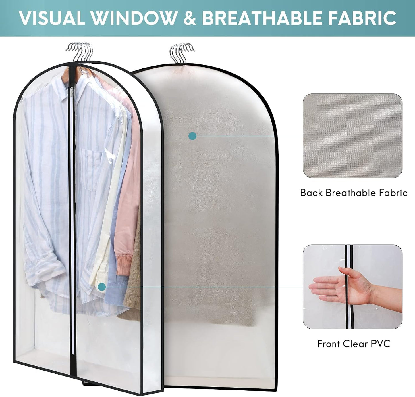 4 Pzas Bolsas Vestir 24x60" Transparentes para Vestidos