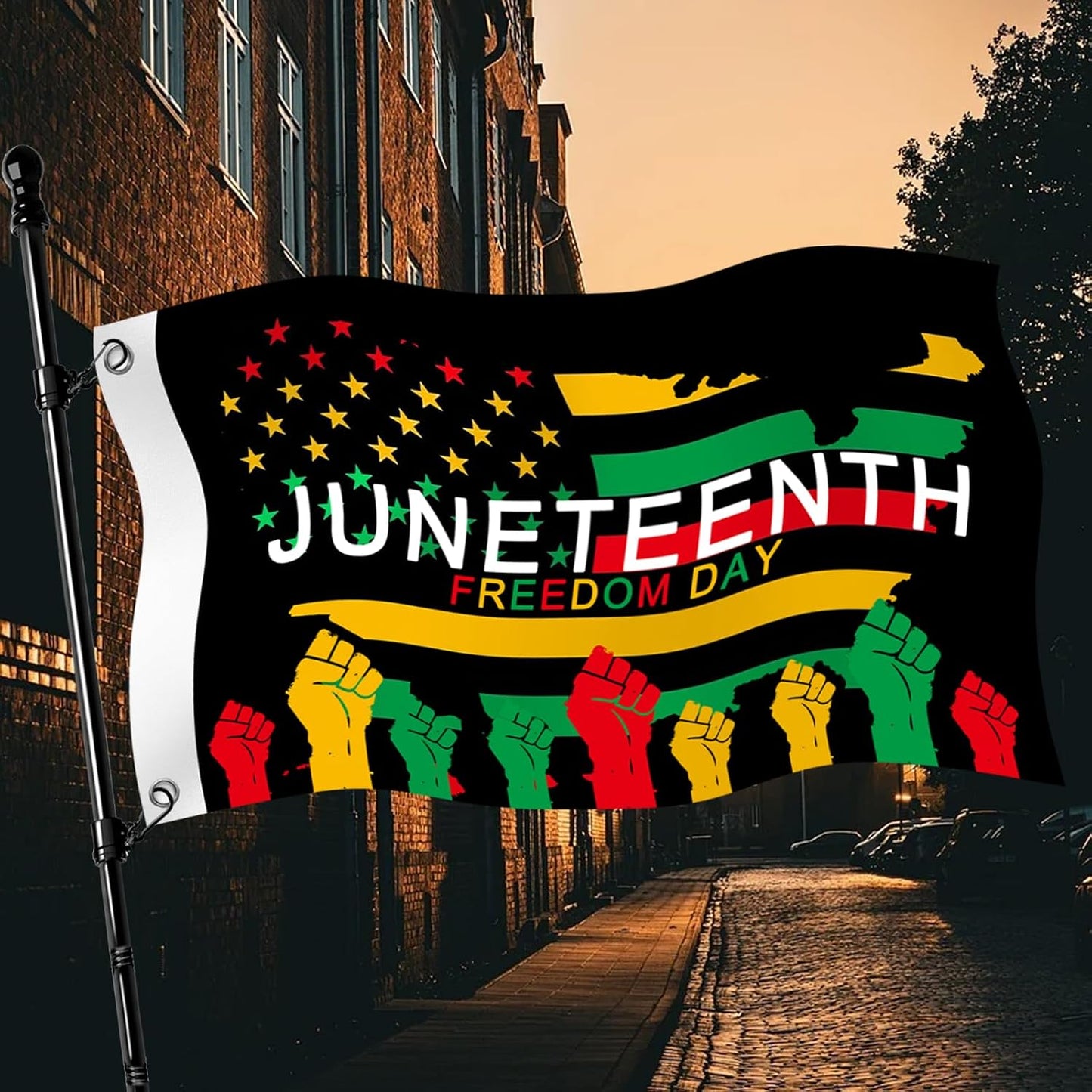 Bandera Juneteenth 3x5pies doble cara exterior