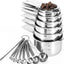 Set 17 Pzas Tazas y Cucharas Medidoras Acero Inox