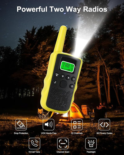 Walkie Talkies 22 canales FRS recargables con linterna LED