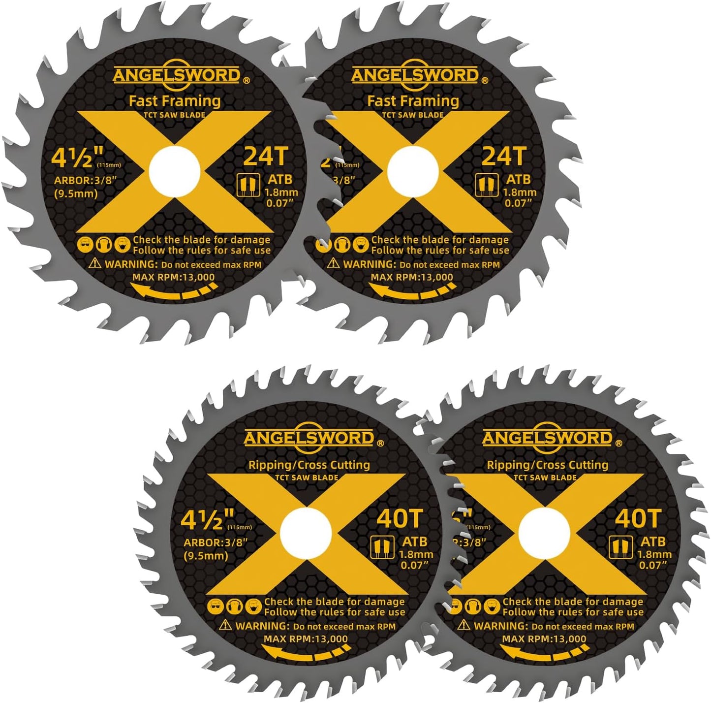 Hoja sierra circular 4.5pulg 24T y 40T corte madera paquete 4
