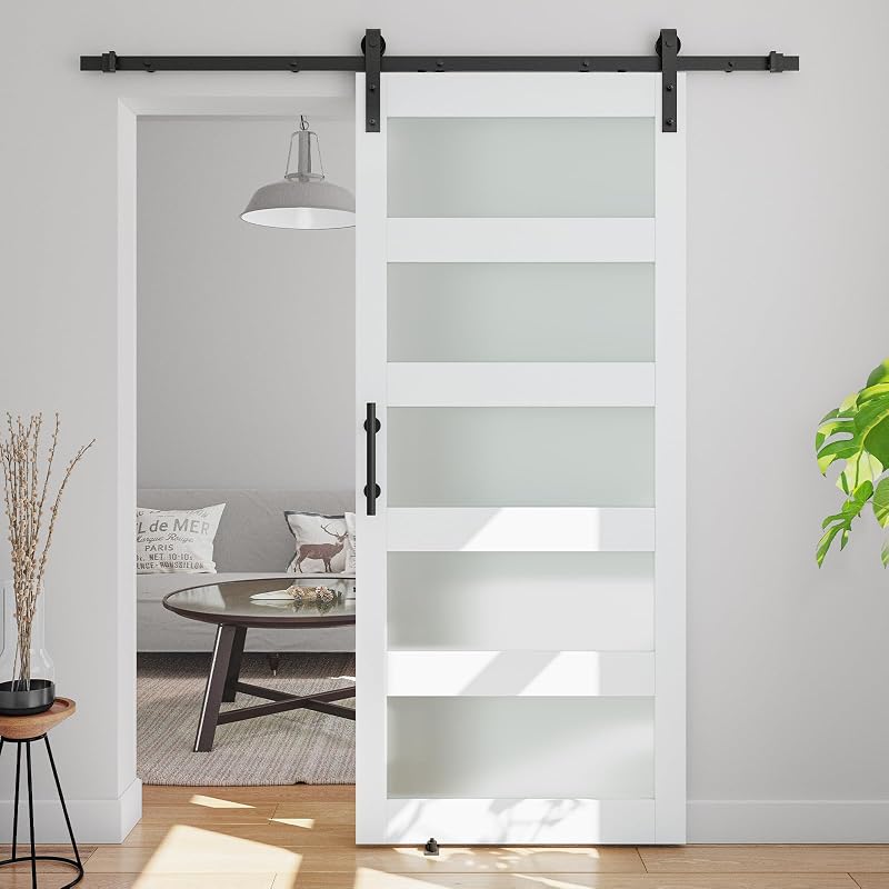 Puerta corredera vidrio granero 32x84pulg kit 6ft