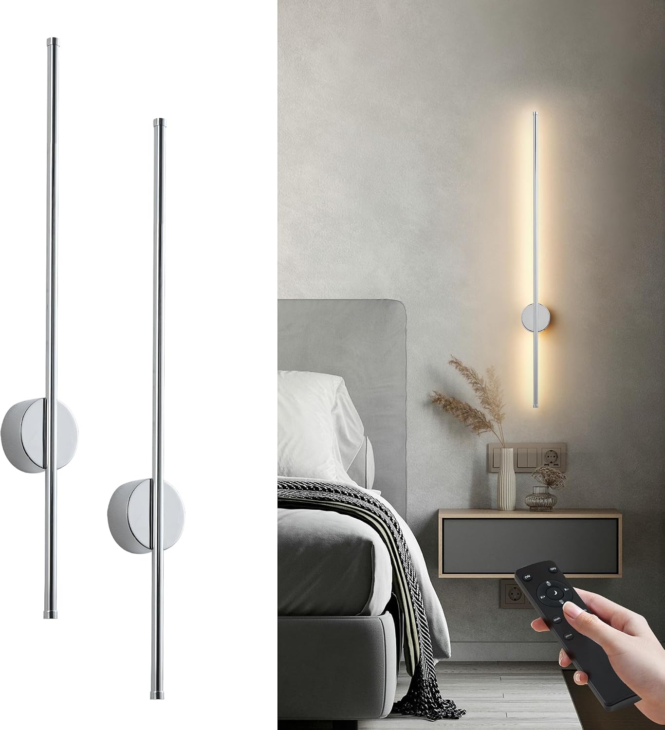 Aplique pared LED inalámbrico recargable con control remoto