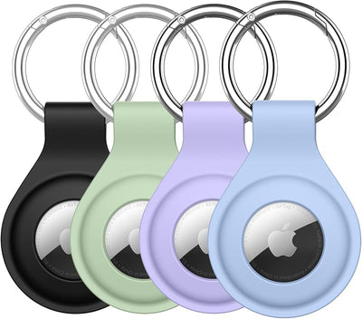 Funda silicona AirTag con llavero 4uds negro/morado