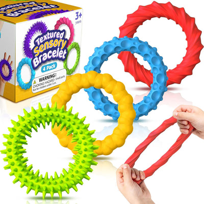 4 Pzas Pulseras Fidget Elásticas para Niños y Adultos