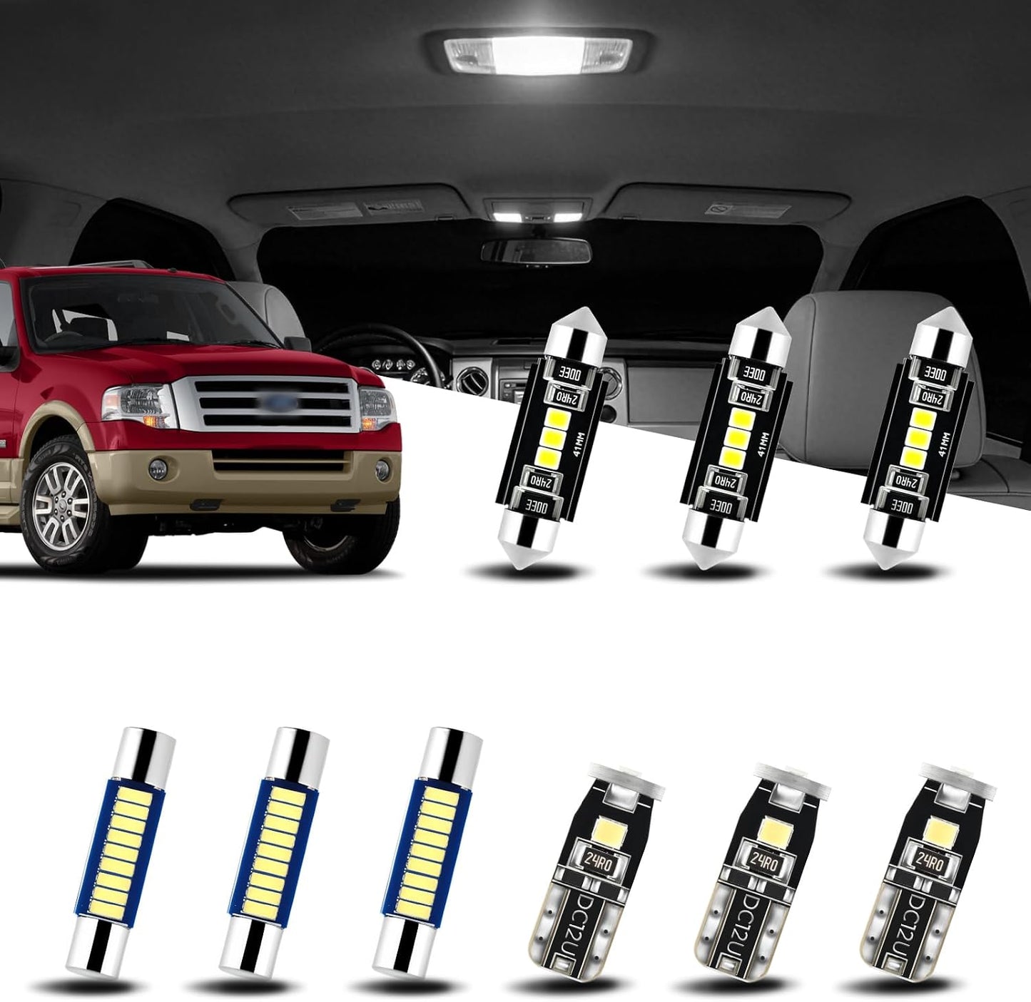 Luces LED interiores Ford Expedition 07-17 18 bombillas