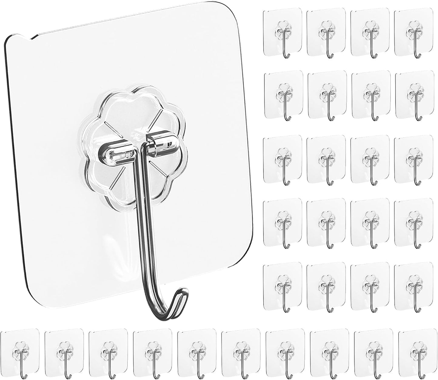 30 Ganchos Adhesivos Fuertes para Puerta Reutiliz.