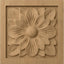 Roseta cuadrada flor cornejo 3x3" madera tilo