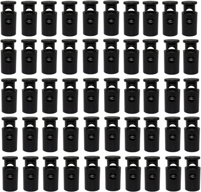 50 Cerraduras cordón resorte 1.063x0.512pulg plástico negro
