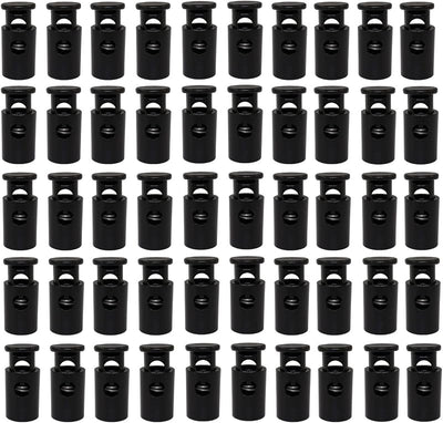 50 Cerraduras cordón resorte 1.063x0.512pulg plástico negro