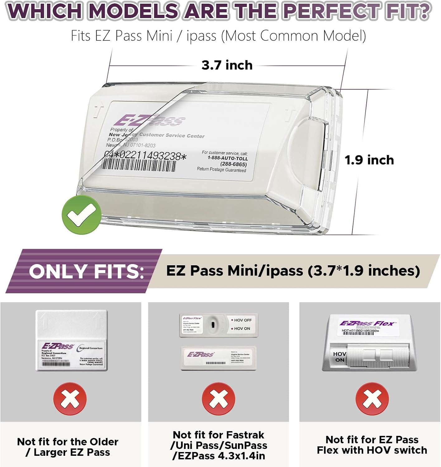 Soporte EZ Pass ventosas para parabrisas pack 2