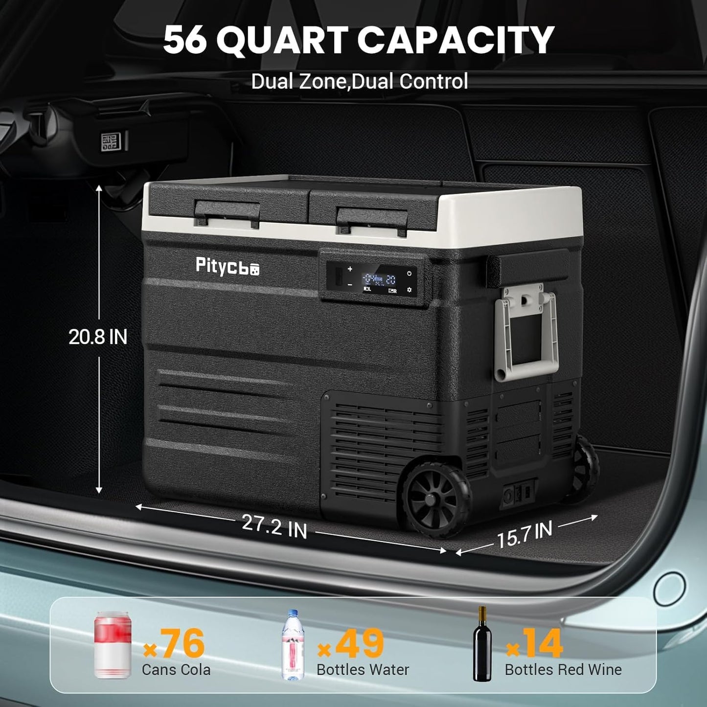 Refrigerador auto 12v doble zona 56qt -4℉—68℉ compresor
