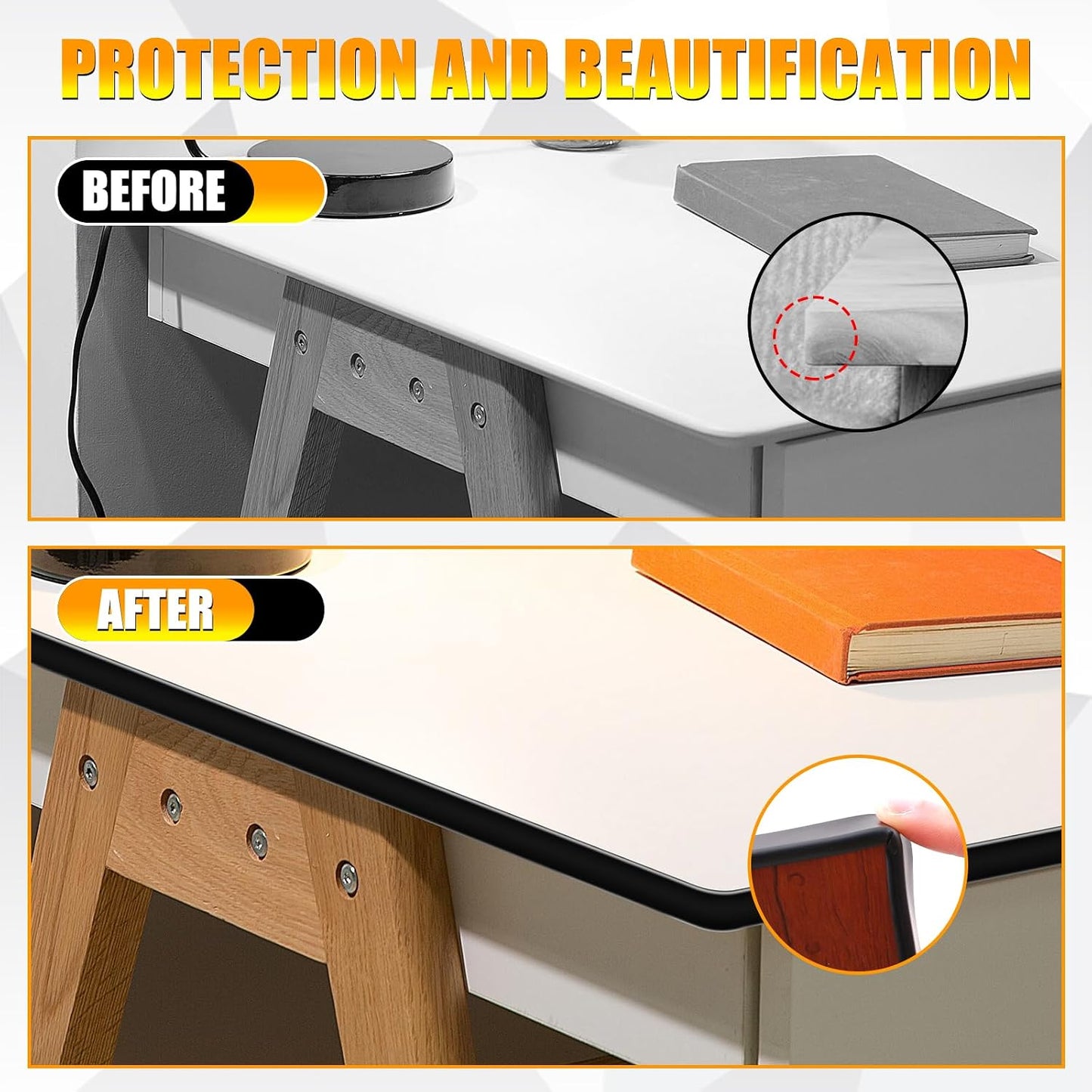Bandas borde U para muebles 0.47pulg x20ft marrón duradero