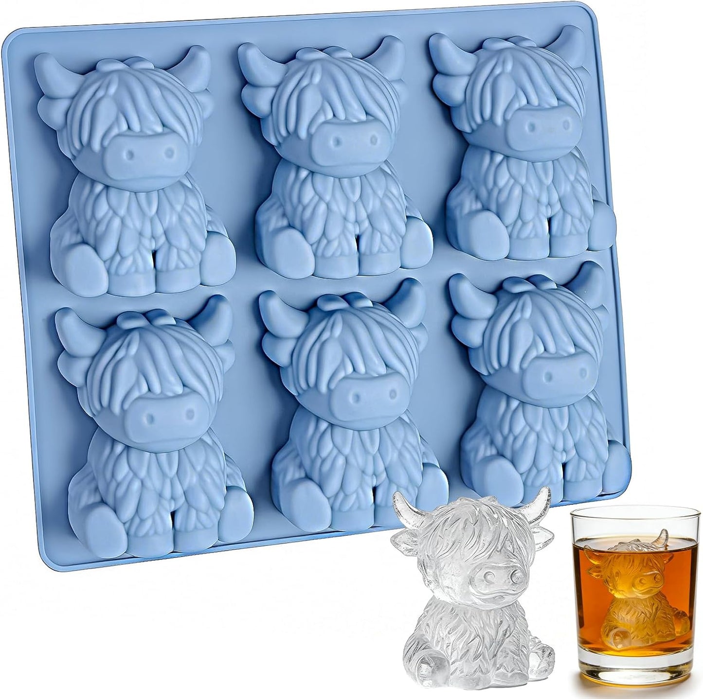 Molde cubos hielo vaca 3D reutilizable para fiesta