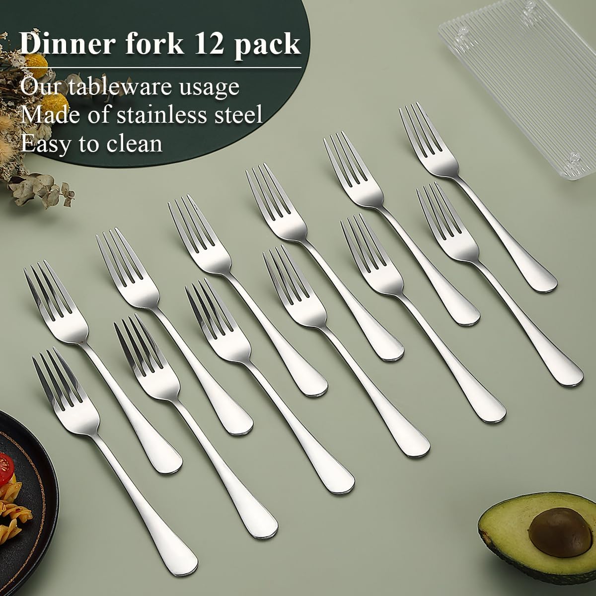 Set 12 Tenedores Acero Inox 8.07pulg para Mesa y Postre