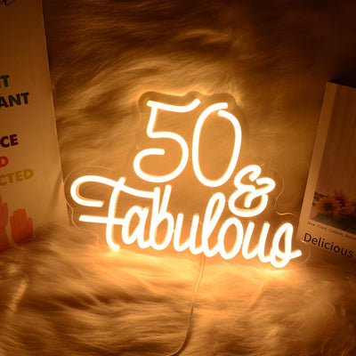 Letrero neón 50 años decoración cumpleaños aniversario boda