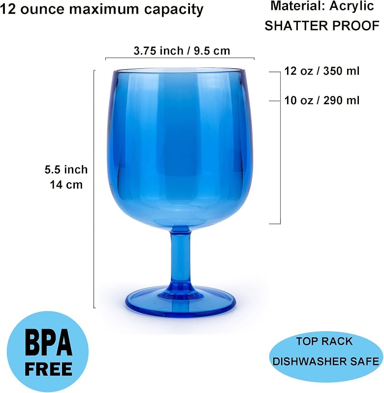 Vasos acrílicos apilables 12oz set 6 color azul