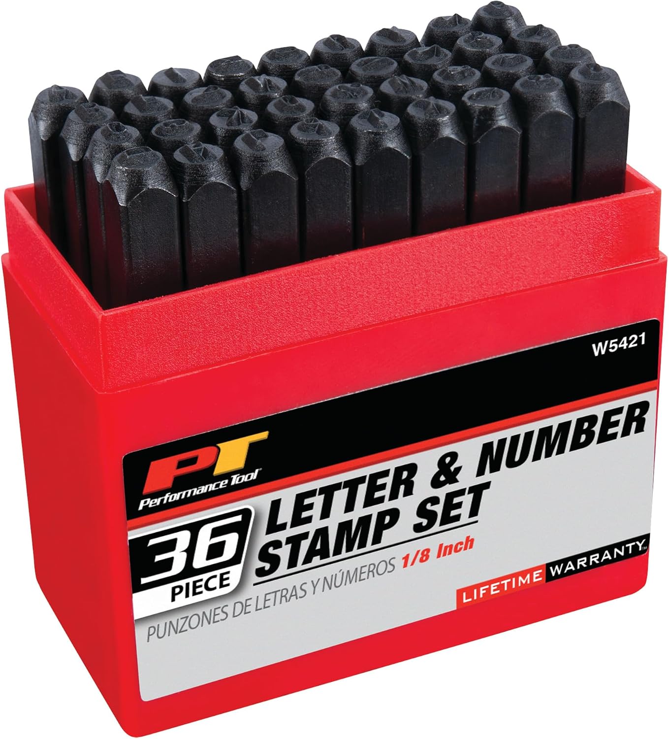 Set 36 sellos acero 1/8" con caja almacenamiento