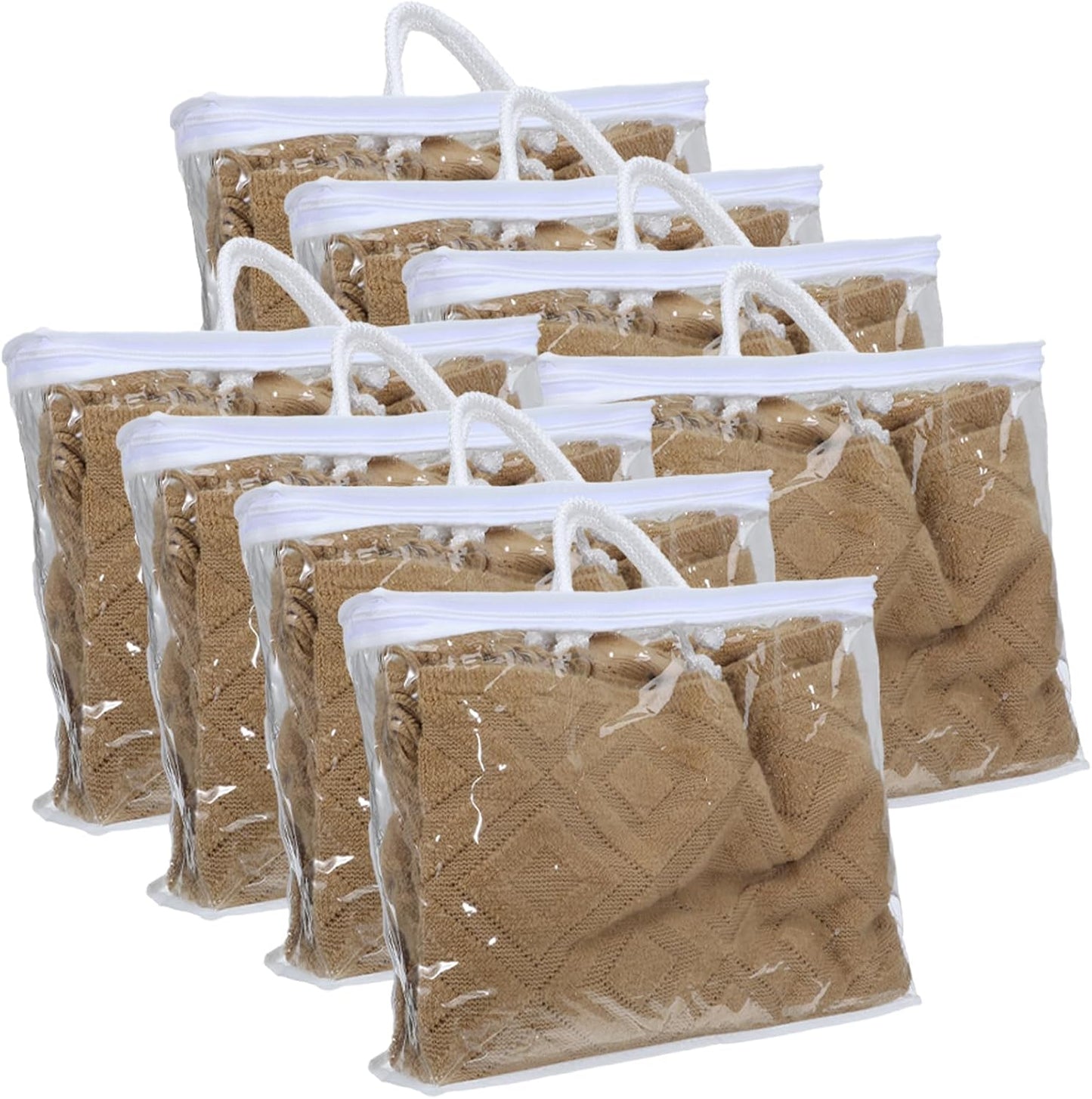 8 Bolsas Almacenamiento Cremallera Transparente para Ropa