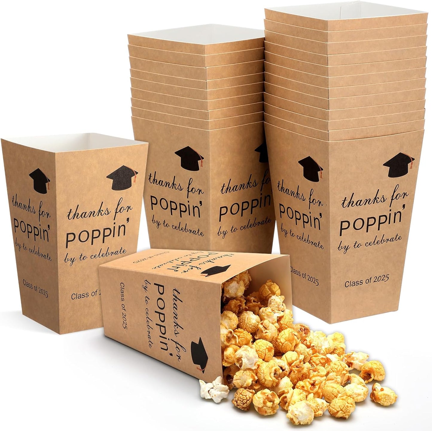 50 Cajas Palomitas Graduación 2025 6pulg Contenedores Papel