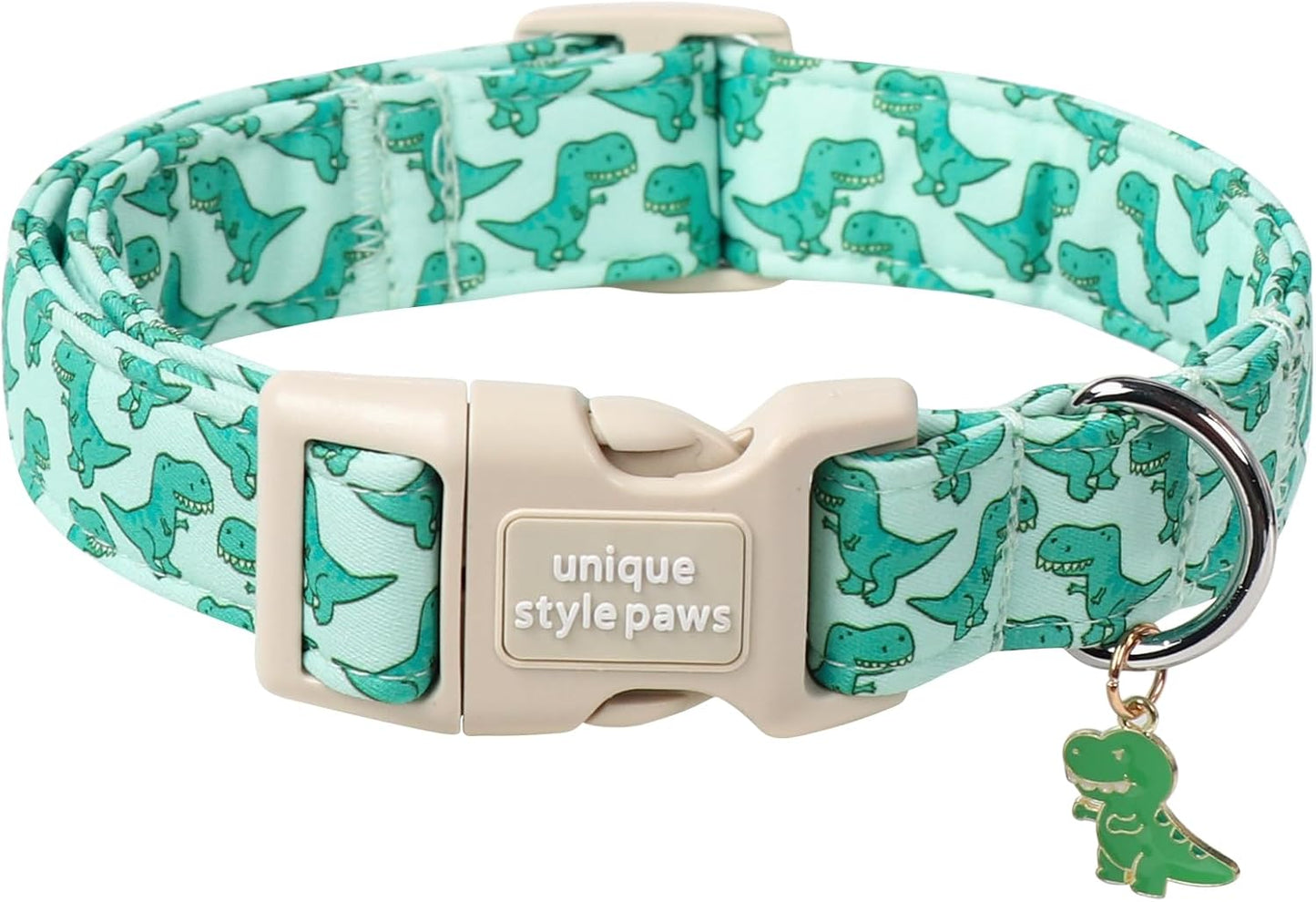 Collar dinosaurio para perro algodón hebilla ajustable