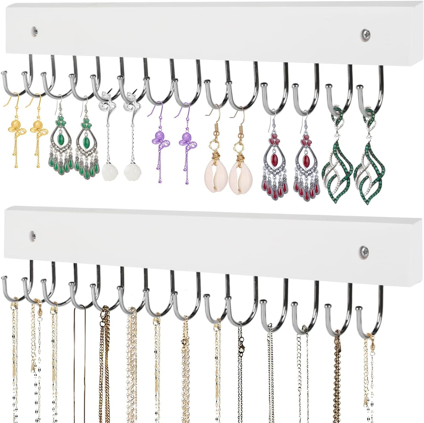 Soporte joyas madera 28 ganchos colgante pared