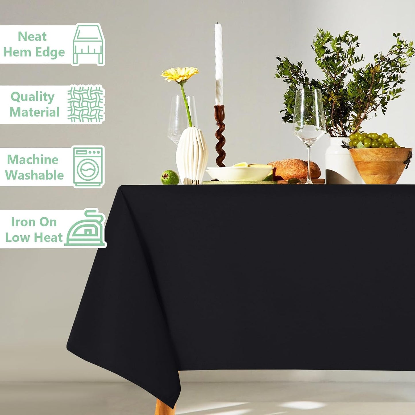 2 Manteles Poliéster 70x120pulg Negro Hogar