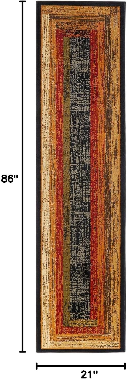 Alfombra geométrica pasillo negro/marrón 1'9"x7'2"