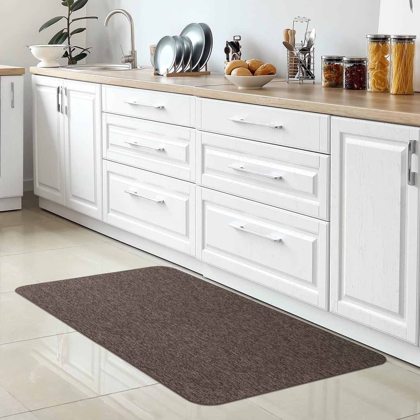 Alfombra antiderrap interior gris guijarro 2x3ft