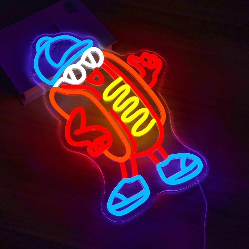 Letrero neón para perros calientes 15x9 LED fiesta
