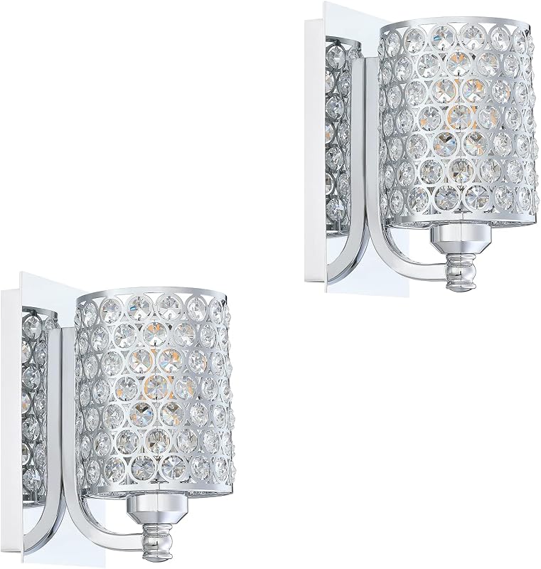Aplique pared cristal cromado set 2 moderno baño dormitorio