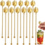 8 Palitos Swizzle Acero Inox Dorado 7pulg