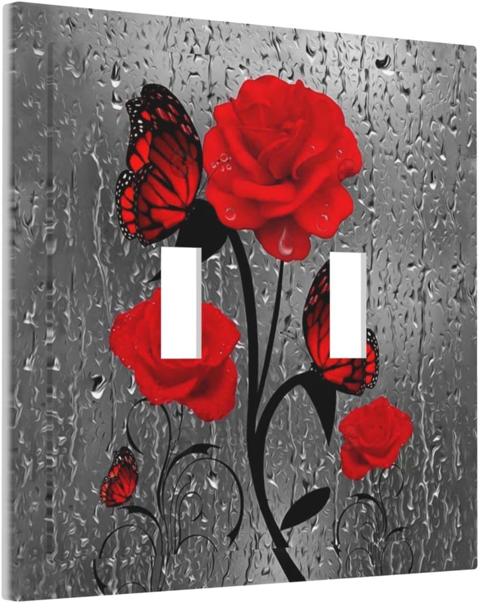 Cubierta interruptor doble con flores rosa decorativa