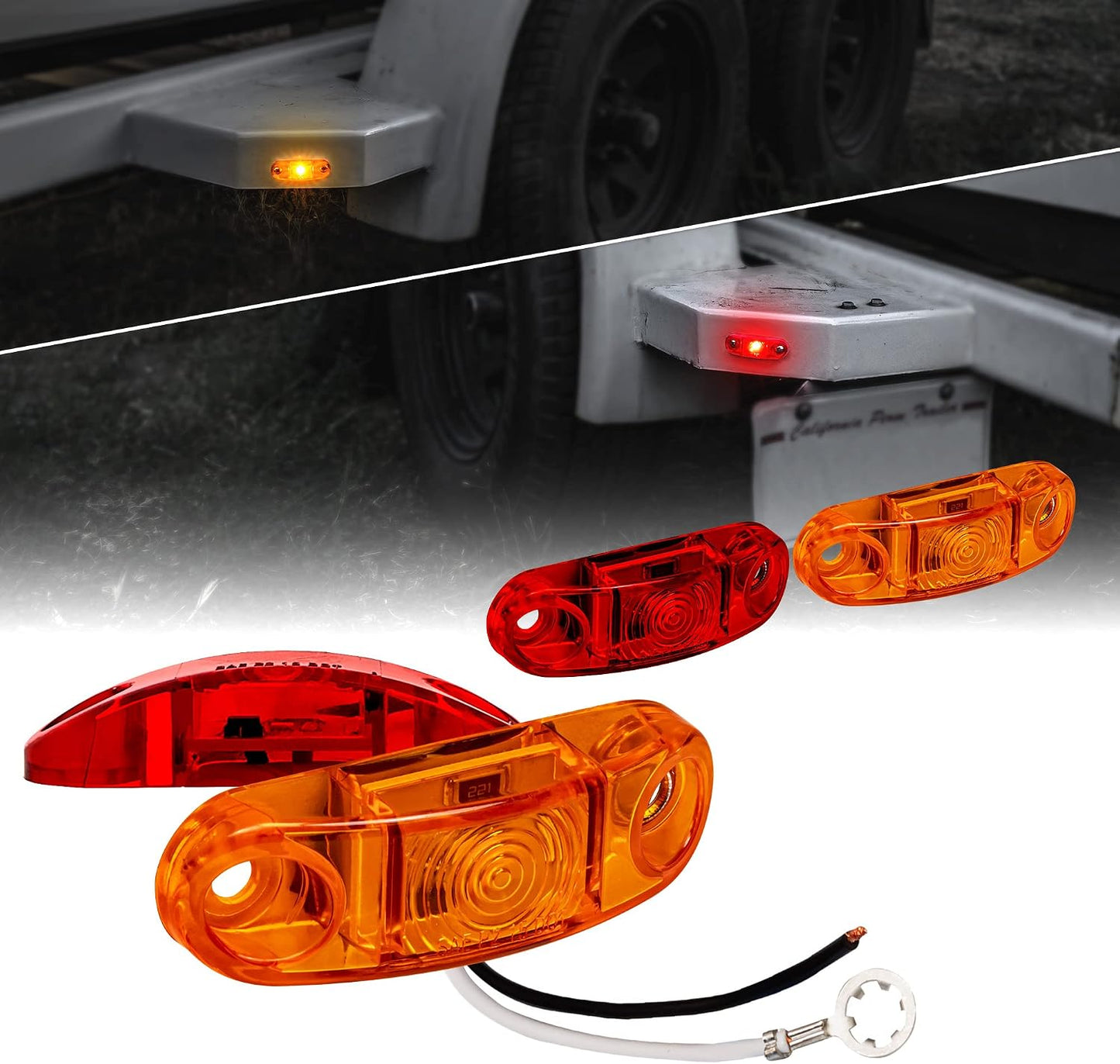 Kit 4 Luces LED Ámbar Rojo para Marcador Remolque IP67