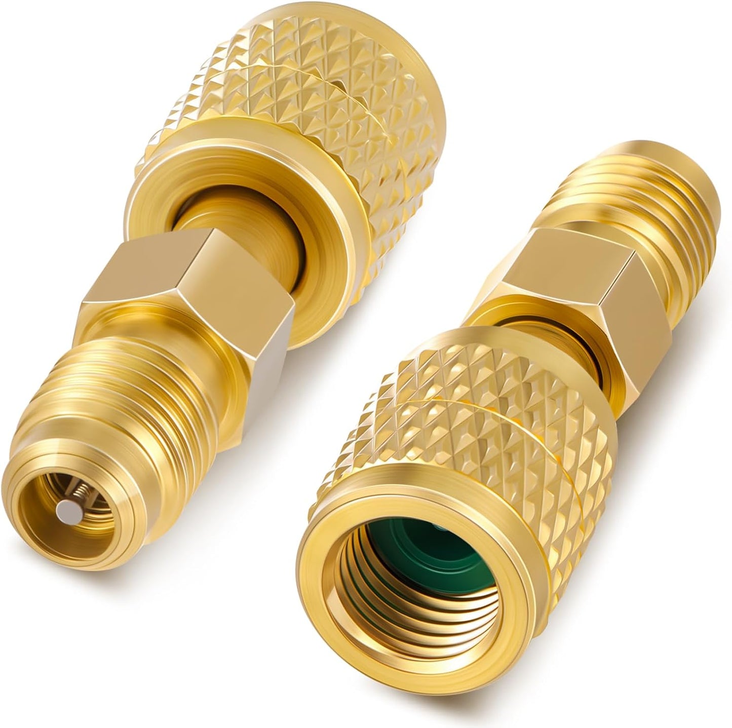 2 Pzas Adaptador Refrigerante Latón R32 R454B 1/4