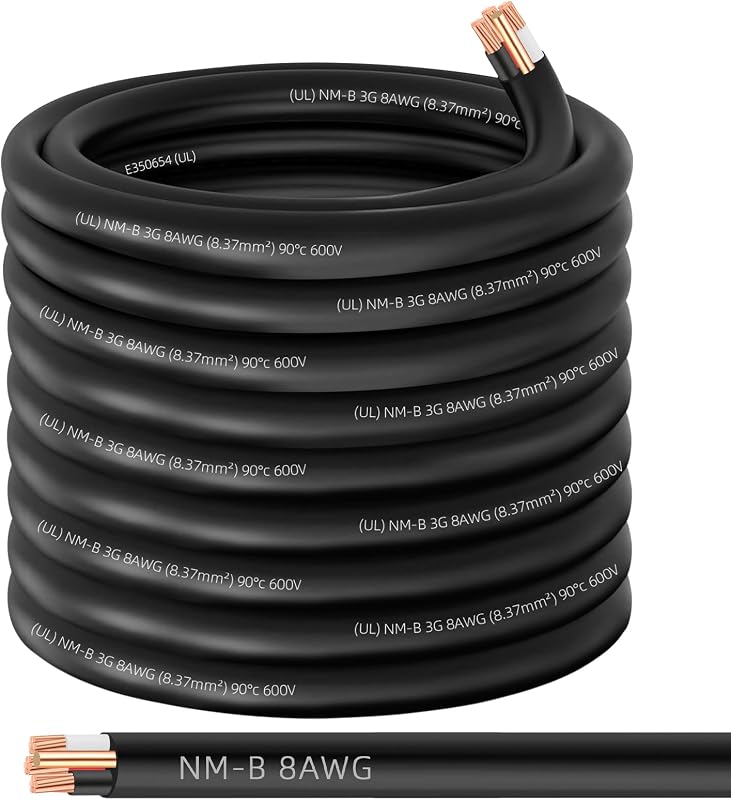 Cable NM-B 8/3 con tierra 100 ft cobre 8 AWG
