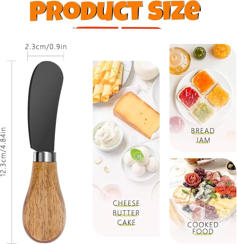 Set 4 cuchillos esparcidor queso acero inox mango acacia