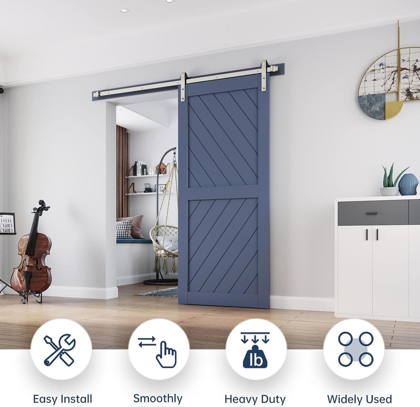 Kit rieles puerta corrediza granero 6.7pulg níquel