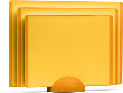 Set 3 Tablas Cortar Plástico Antiderrap con Soporte Amarillo