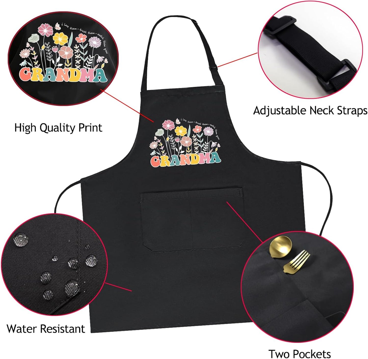 Delantal mujer floral 2 bolsillos cocina regalo navidad