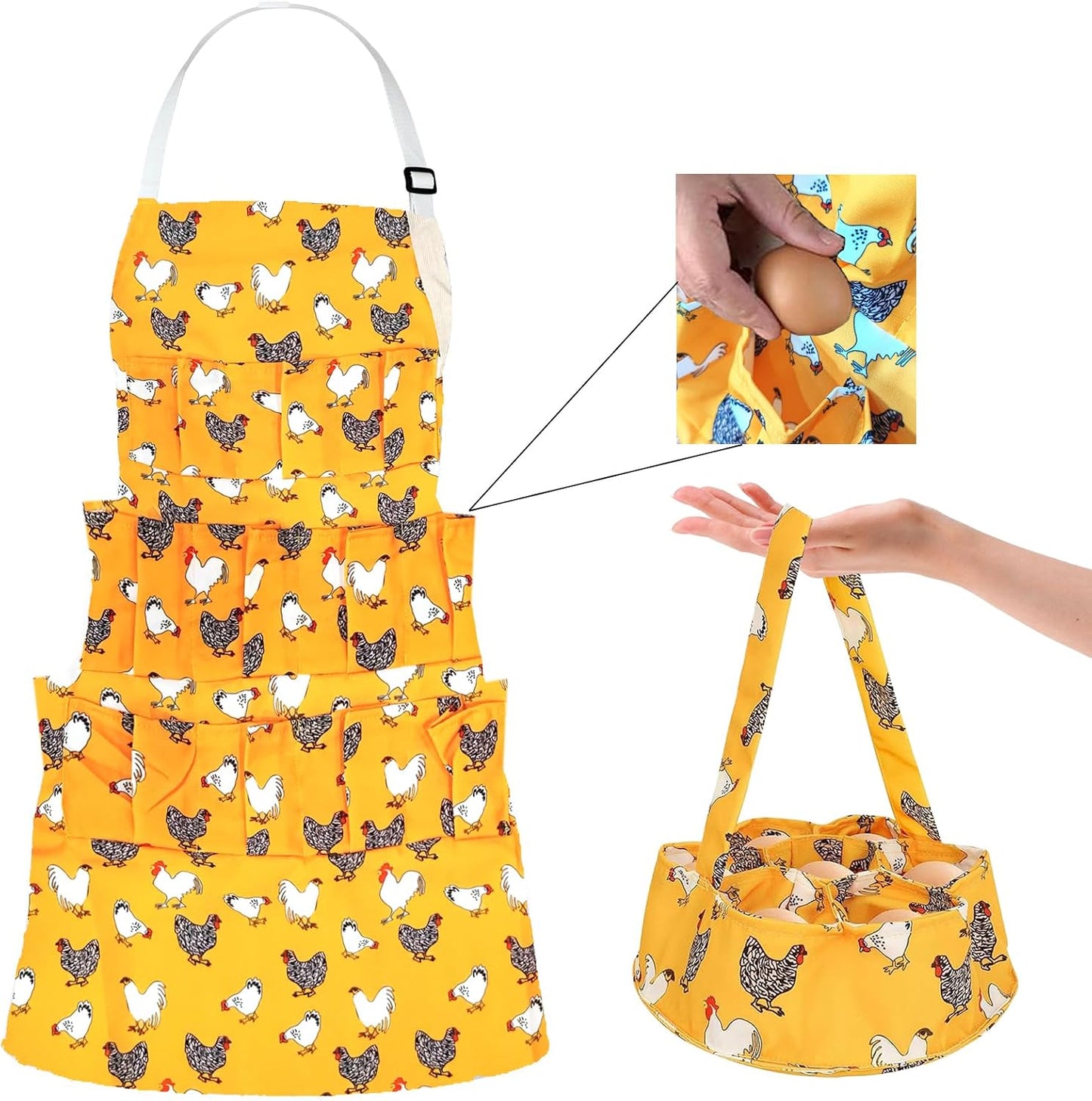 2 Pzas Delantal Cesta Huevos 7 Bolsas 11 Bolsillos