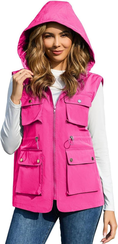 Chaleco militar plegable para mujer impermeable con capucha
