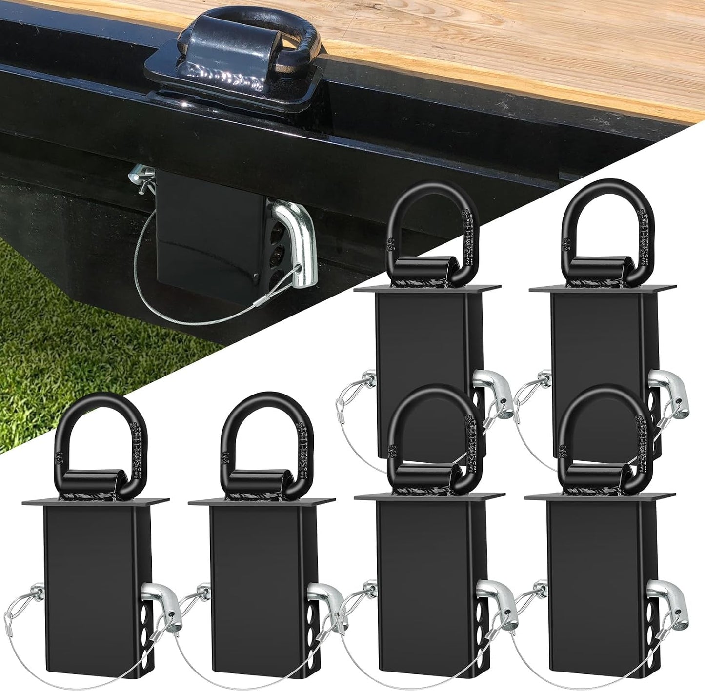 6 Anillos D Bolsillo Estaca Remolque 16200lb Negro
