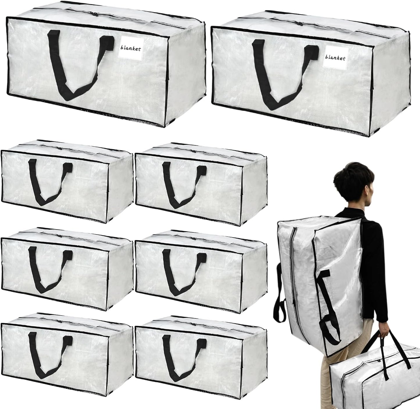Bolsas plegables transparentes para mudanzas 8 pzas con asas