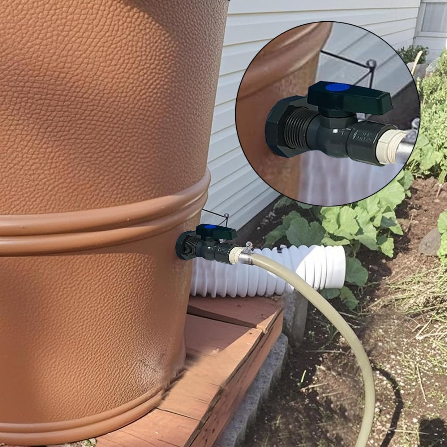 Kit 4 grifos barril lluvia 3/4pulg para manguera jardín