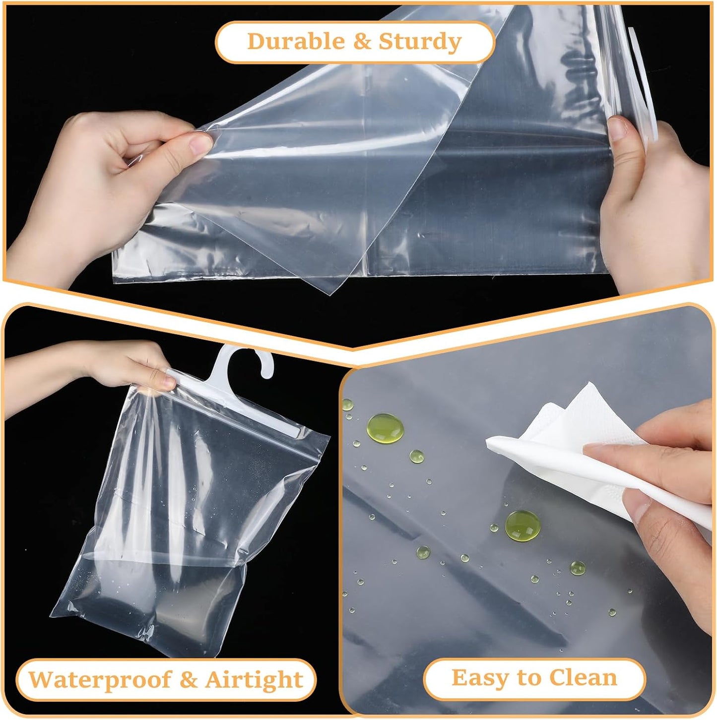 25 Bolsas Plástico Transparente con Gancho para Colgar