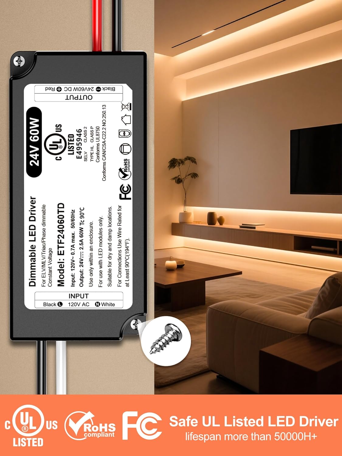 Controlador LED 24V 60W Triac comp. Lutron y Leviton